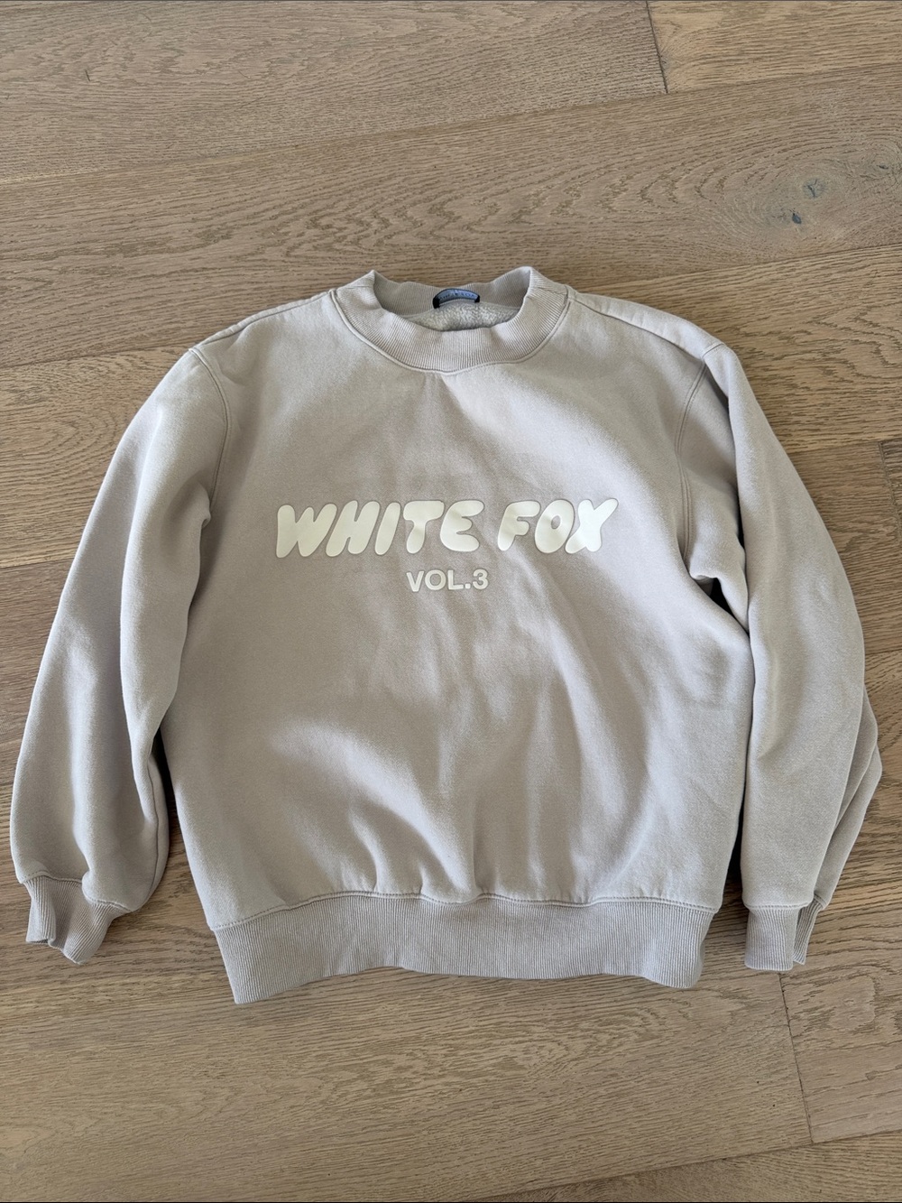 White Fox Boutique Crewneck Sweatshirt - Taupe with White Logo